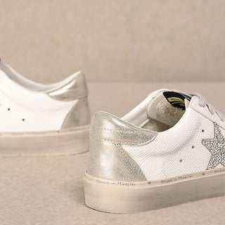Gaby Rubber Sole Lace - up Snake Print Suede Star Sneakers - Boutique Bella BellaShoes