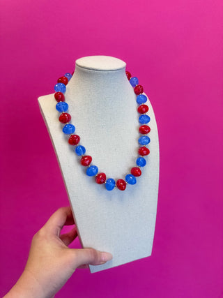 Game Day Beaded Necklace - Red and Blue - Boutique Bella BellaNecklaces
