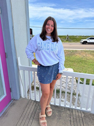 GAME DAY EMBROIDERED OVERSIZED SWEATSHIRT - Boutique Bella BellaSweatshirt