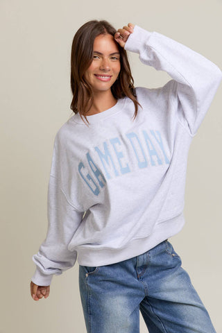 GAME DAY EMBROIDERED OVERSIZED SWEATSHIRT - Boutique Bella BellaSweatshirt