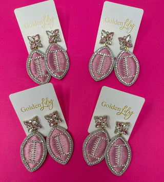 Game Day Football Dangle Earrings - Thread - Pink - Boutique Bella BellaEarrings