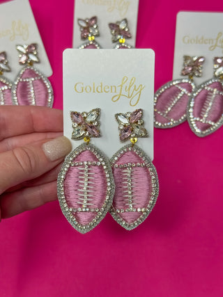 Game Day Football Dangle Earrings - Thread - Pink - Boutique Bella BellaEarrings