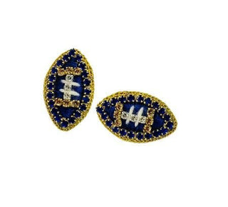 Game Day Football Stud Earrings - Thread - Blue and Gold - Boutique Bella BellaEarrings