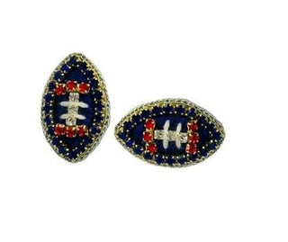 Game Day Football Stud Earrings - Thread - Blue and Red - Boutique Bella BellaEarrings