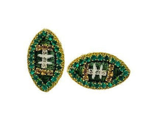 Game Day Football Stud Earrings - Thread - Green and Gold - Boutique Bella BellaEarrings