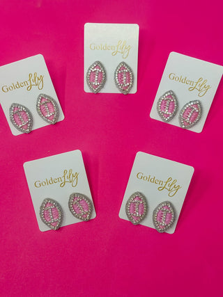 Game Day Football Stud Earrings - Thread - Pink - Boutique Bella BellaEarrings