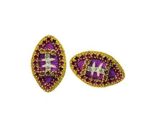 Game Day Football Stud Earrings - Thread - Purple and Gold - Boutique Bella BellaEarrings