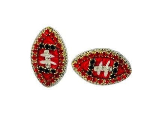 Game Day Football Stud Earrings - Thread - Red and Black - Boutique Bella BellaEarrings