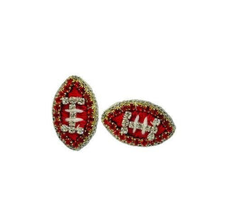 Game Day Football Stud Earrings - Thread - Red - Boutique Bella BellaEarrings