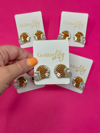 Game Day Helmet Stud Earrings - Brown - Boutique Bella BellaEarrings