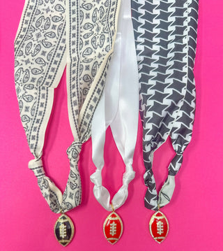 Game Day Scarf Charm Necklace - Black and White - Boutique Bella BellaNecklaces