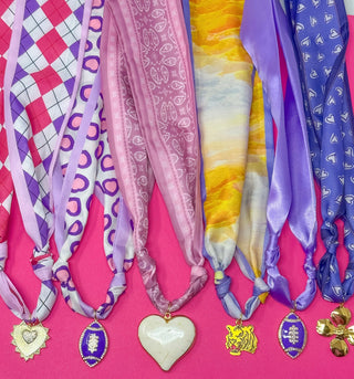 Game Day Scarf Charm Necklace - Purple and Gold - Boutique Bella BellaNecklaces