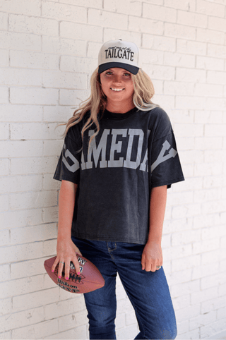 GAMEDAY Mineral Wash Tee - Midnight - Boutique Bella BellaTop