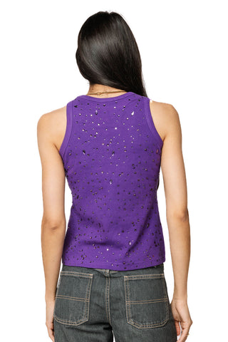QOS Purple Tonal Rhinestone Tank