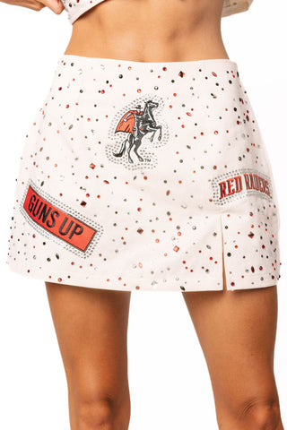 QOS Licensed Texas Tech Multi Rhinestone Scattered Logo Skirt
