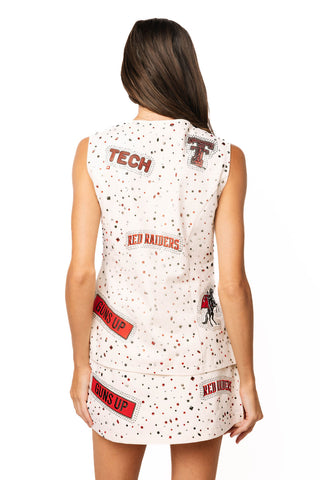 QOS Licensed Texas Tech Multi Rhinestone Scattered Logo Skirt