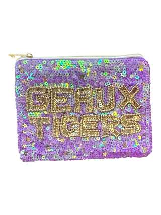 Geaux Tigers Coin Purse - Lavender - Boutique Bella BellaSmall Accessories