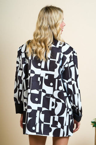 Geo Printed Blazer - Boutique Bella BellaTops