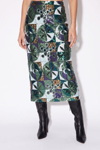 Geometric Sequin Embellished Midi Skirt - Boutique Bella Bellamidi skirt