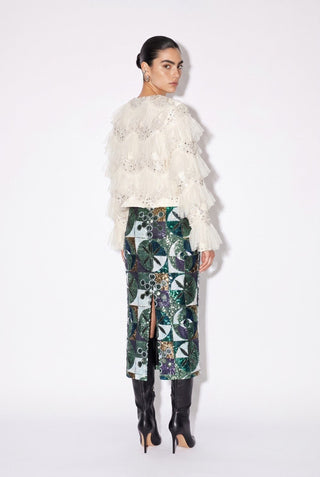 Geometric Sequin Embellished Midi Skirt - Boutique Bella Bellamidi skirt