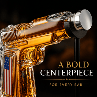 Gifts For Men Dad Father Whiskey Decanter Set 8 Oz With Two 2 Oz Glasses American Flag Pistol Gun An - Boutique Bella Bella