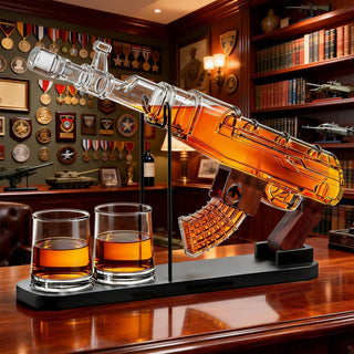 Gifts For Men Dad Guns Whiskey Decanter Set For Men Gun Decanter Detachable Magazine 2 Bullet Shot G - Boutique Bella Bella
