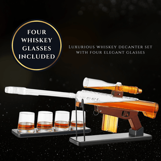 Gifts For Men Dad Whiskey Decanter Set Sniper Scope Glass Gun Ar Limited Edition Silencer Stopper 22 - Boutique Bella Bella