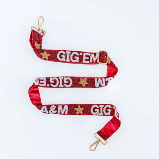 Gig Em' Adjustable Beaded Strap - Boutique Bella BellaPurse Strap