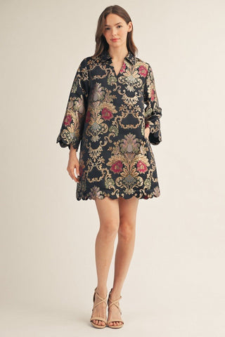Gilded Grace Jacquard Dress - Boutique Bella BellaDress