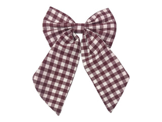 Gingham Bow - Maroon - Boutique Bella BellaDistress