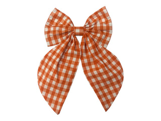 Gingham Bow - Orange - Boutique Bella BellaDistress