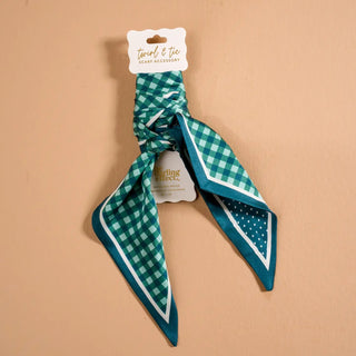 Gingham Green Twirl & Tie Scarf - Boutique Bella BellaHair Accessories