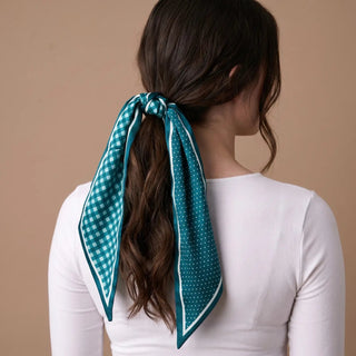 Gingham Green Twirl & Tie Scarf - Boutique Bella BellaHair Accessories