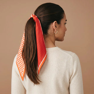 Gingham Orange Twirl & Tie Scarf - Boutique Bella BellaHair Accessories