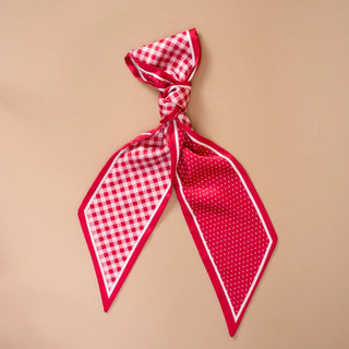 Gingham Red Twirl & Tie Scarf - Boutique Bella BellaHair Accessories