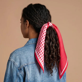 Gingham Red Twirl & Tie Scarf - Boutique Bella BellaHair Accessories