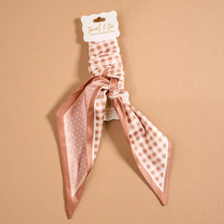Gingham Tan Twirl & Tie Scarf - Boutique Bella BellaHair Accessories