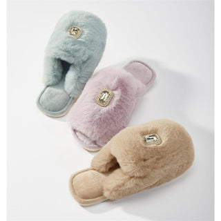 Glam Girl Cozy Slippers - Beige - Boutique Bella BellaHouse Slippers