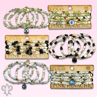 Glass and acrylic oval bead bracelet set with a crystal from Swarovski® - Boutique Bella BellaBracelets
