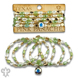 Glass and acrylic oval bead bracelet set with a crystal from Swarovski® - Boutique Bella BellaBracelets
