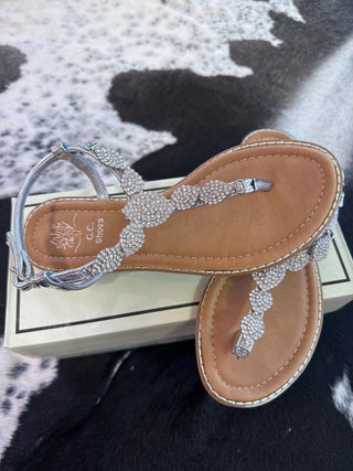 Gleam and Glam Silver Sandals - Boutique Bella Bellasandal