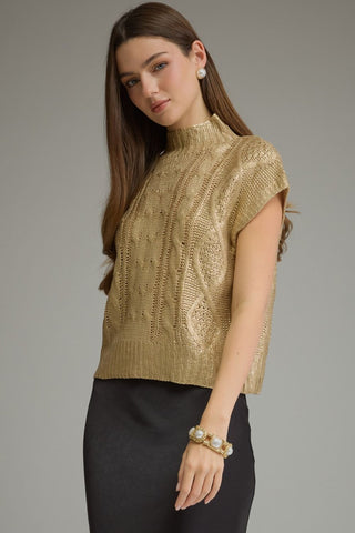 Glimmer Girl Cable Knit Top - Boutique Bella BellaSweater