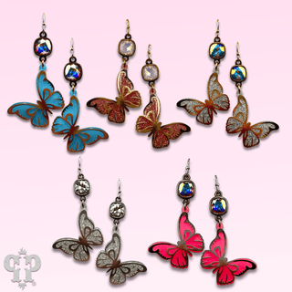 Glitter acrylic butterfly earring with Austrian crystal - LC - Boutique Bella BellaEarrings