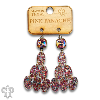 Glitter chandelier oval earring, Austrian crystal - LC - Boutique Bella BellaEarrings