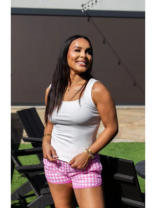 Go Getter Shorts - Pink Gingham - Boutique Bella BellaJoggers