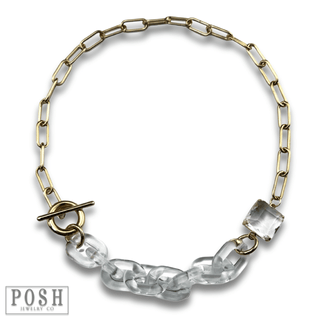 Gold and clear chain toggle necklace, last call - Boutique Bella BellaNecklaces