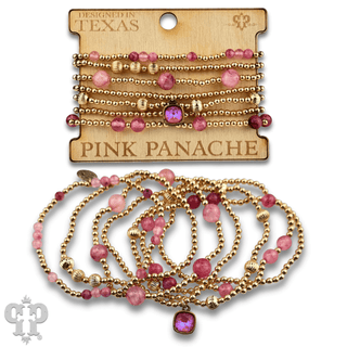 Gold and pink bead bracelet with Austrian crystal - Boutique Bella BellaBracelets