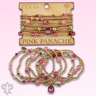 Gold and pink bead bracelet with Austrian crystal - Boutique Bella BellaBracelets