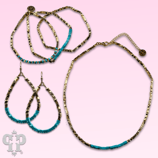 Gold and turquoise layering necklace - Boutique Bella BellaNecklaces