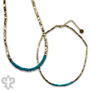 Gold and turquoise layering necklace - Boutique Bella BellaNecklaces